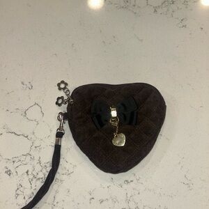 Heart-Shaped Quilted Wristlet with Bow
